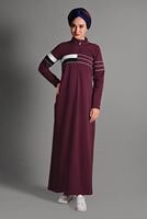 Tesettür giyim BORDO ÇİZGİ DESENLİ SPOR FERACE 6428