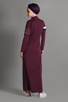 Tesettür giyim BORDO ÇİZGİ DESENLİ SPOR FERACE 6428