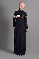 Tesettür giyim LACİVERT ÇİZGİ DESENLİ SPOR FERACE 6428 