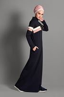 Tesettür giyim LACİVERT ÇİZGİ DESENLİ SPOR FERACE 6428 