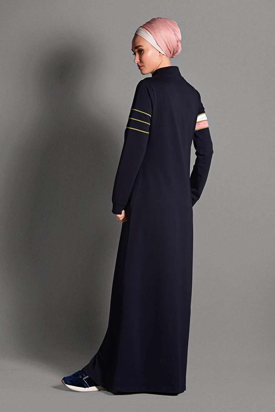 Tesettür giyim LACİVERT ÇİZGİ DESENLİ SPOR FERACE 6428 