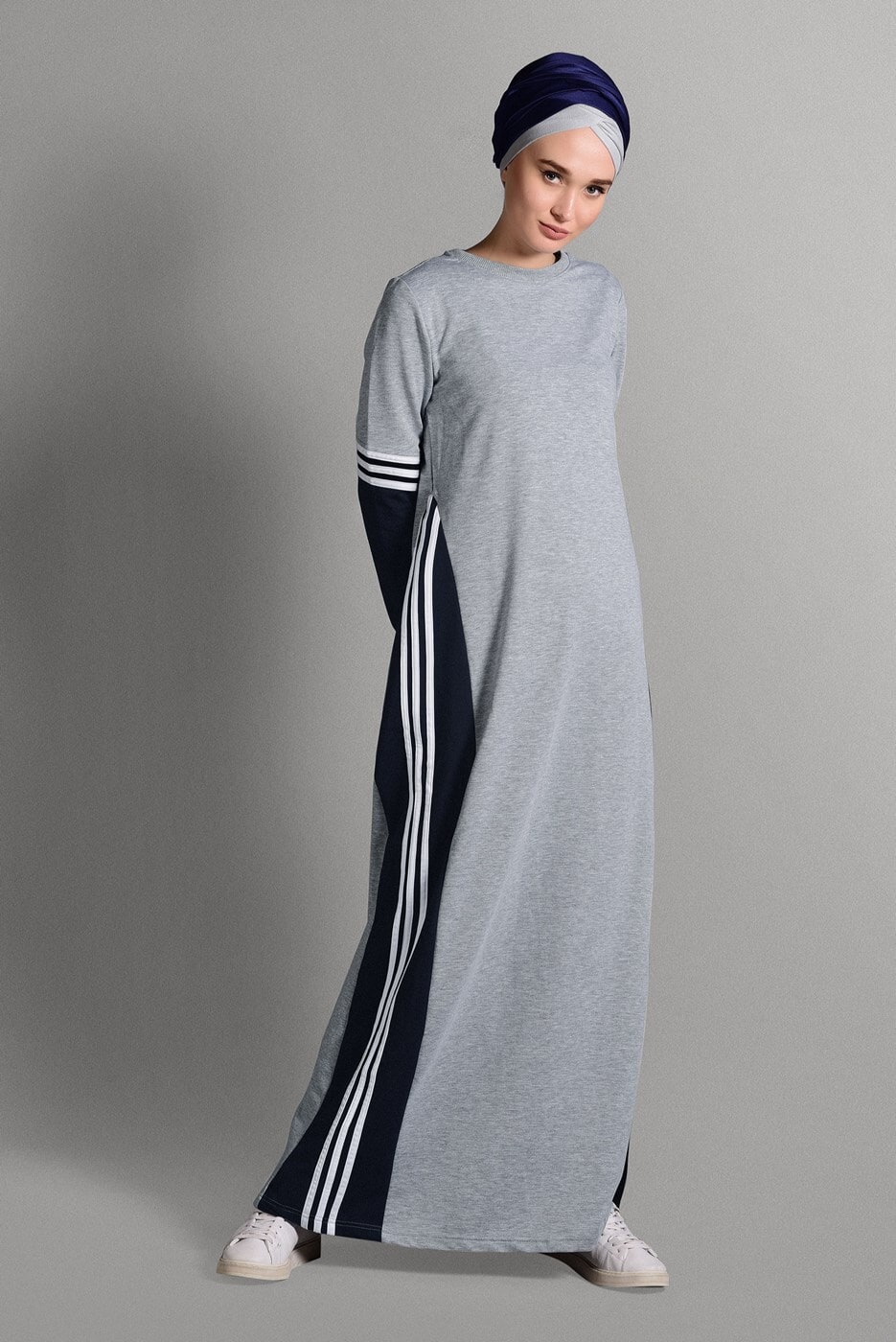 Hijab clothing GREY STRIPPED SPORT DRESS 7128 