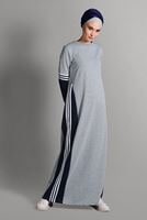 Hijab clothing GREY STRIPPED SPORT DRESS 7128 