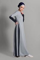 Hijab clothing GREY STRIPPED SPORT DRESS 7128 