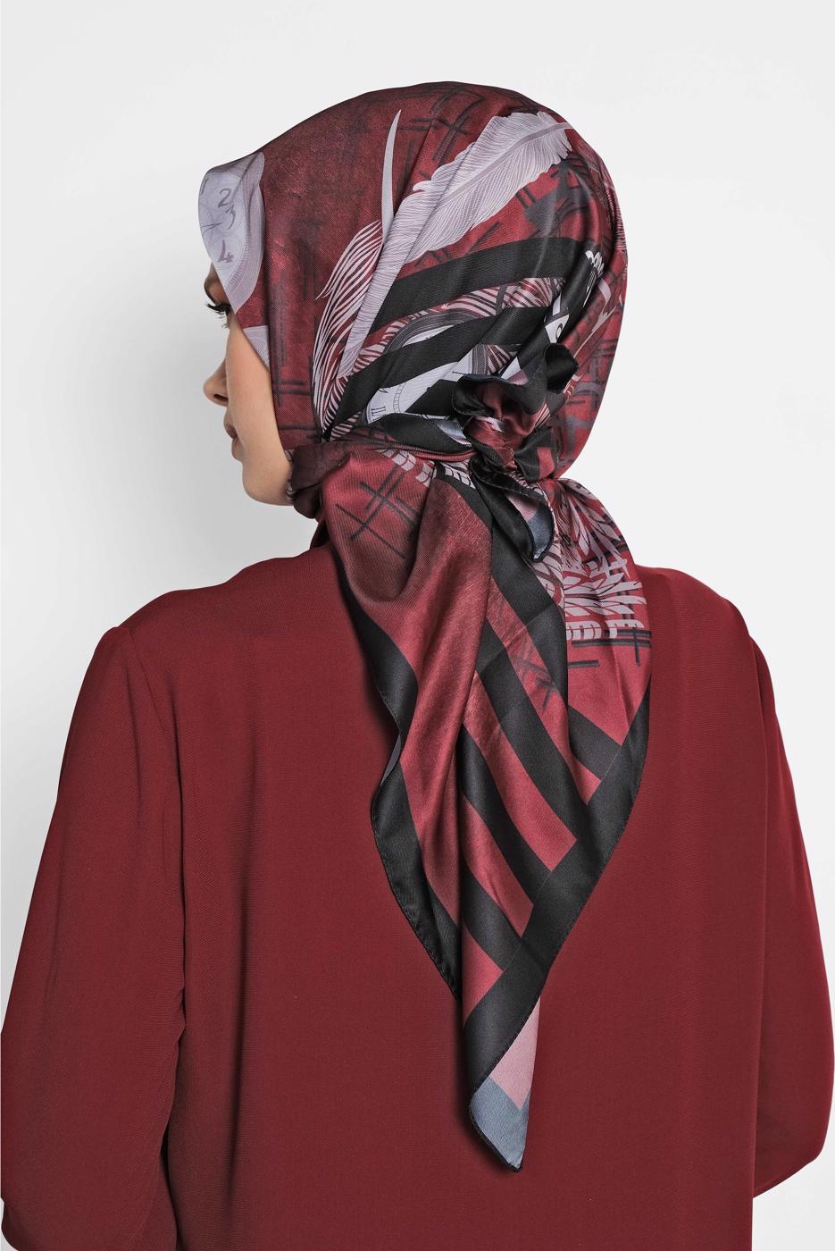 Vêtements hijab ROUGE BORDEAUX ÉCHARPE NUMÉRIQUE ALVİNA 9943