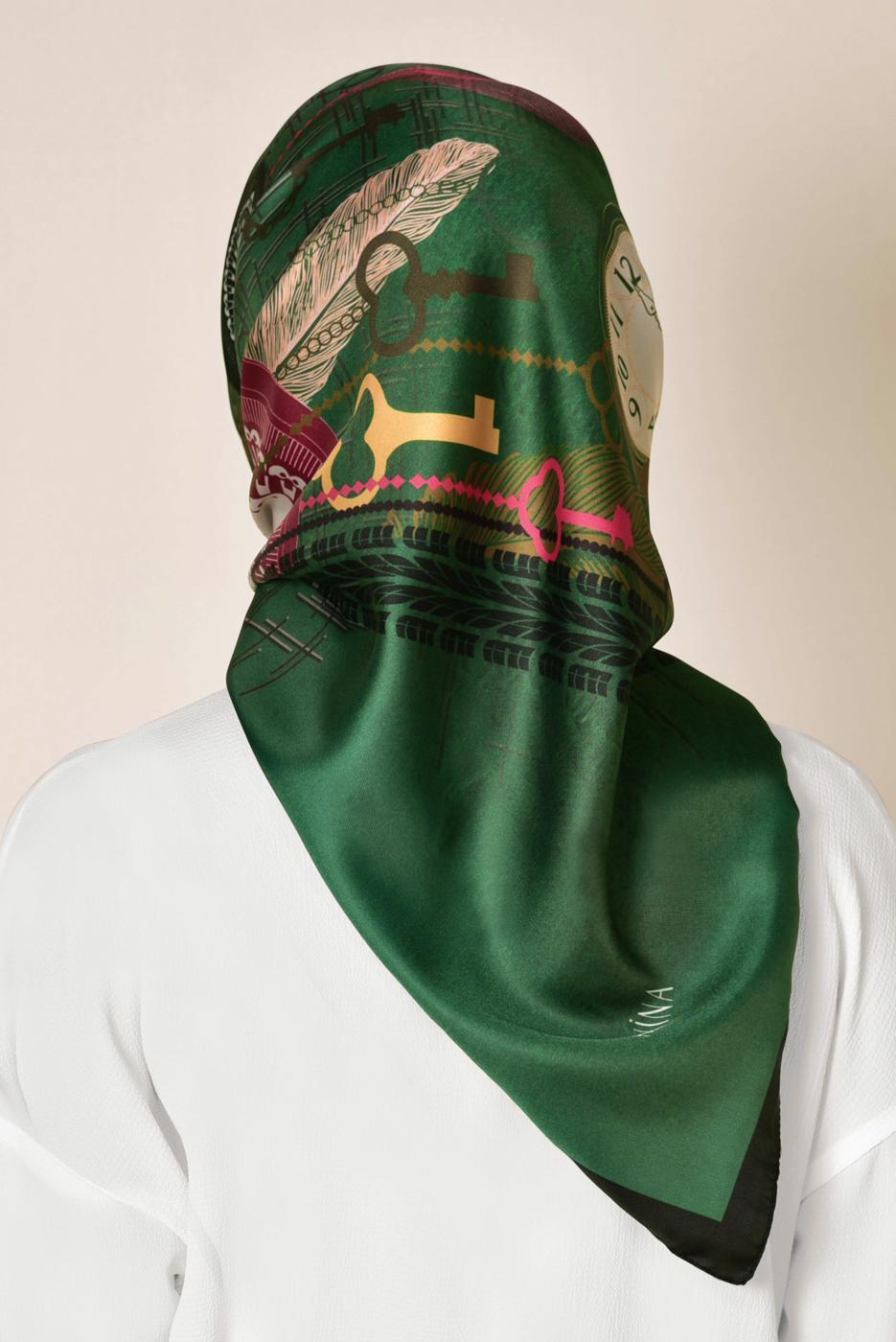 Hijab clothing GREEN ALVİNA DIGITAL SCARF 9943 