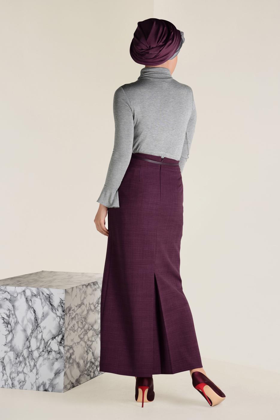 Tesettür giyim MÜRDÜM KALEM ETEK 6250 