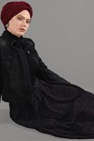 Tesettür giyim SİYAH EKOSE DESENLİ ETEK 008-1
