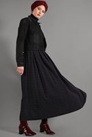 Tesettür giyim SİYAH EKOSE DESENLİ ETEK 008-1