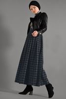 Tesettür giyim SİYAH EKOSE DESENLİ ETEK 008-1