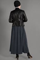 Tesettür giyim SİYAH EKOSE DESENLİ ETEK 008-1