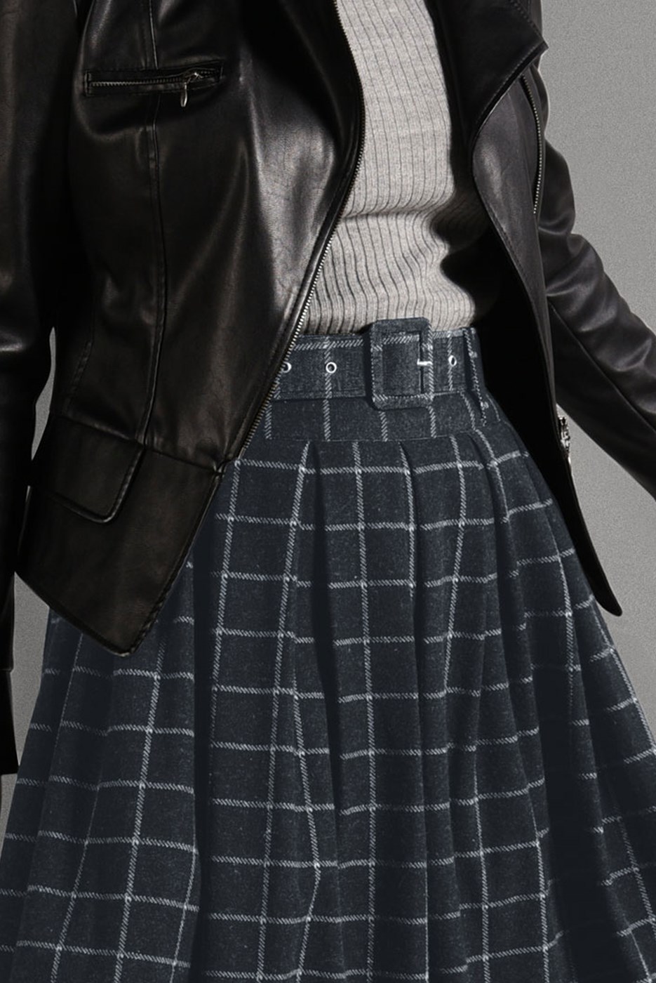 Tesettür giyim SİYAH EKOSE DESENLİ ETEK 008-1