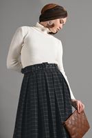 Tesettür giyim SİYAH EKOSE DESENLİ ETEK 008-1