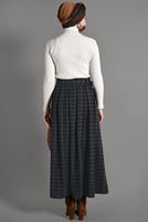 Tesettür giyim SİYAH EKOSE DESENLİ ETEK 008-1