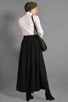 Tesettür giyim SİYAH EKOSE DESENLİ ETEK 008-1