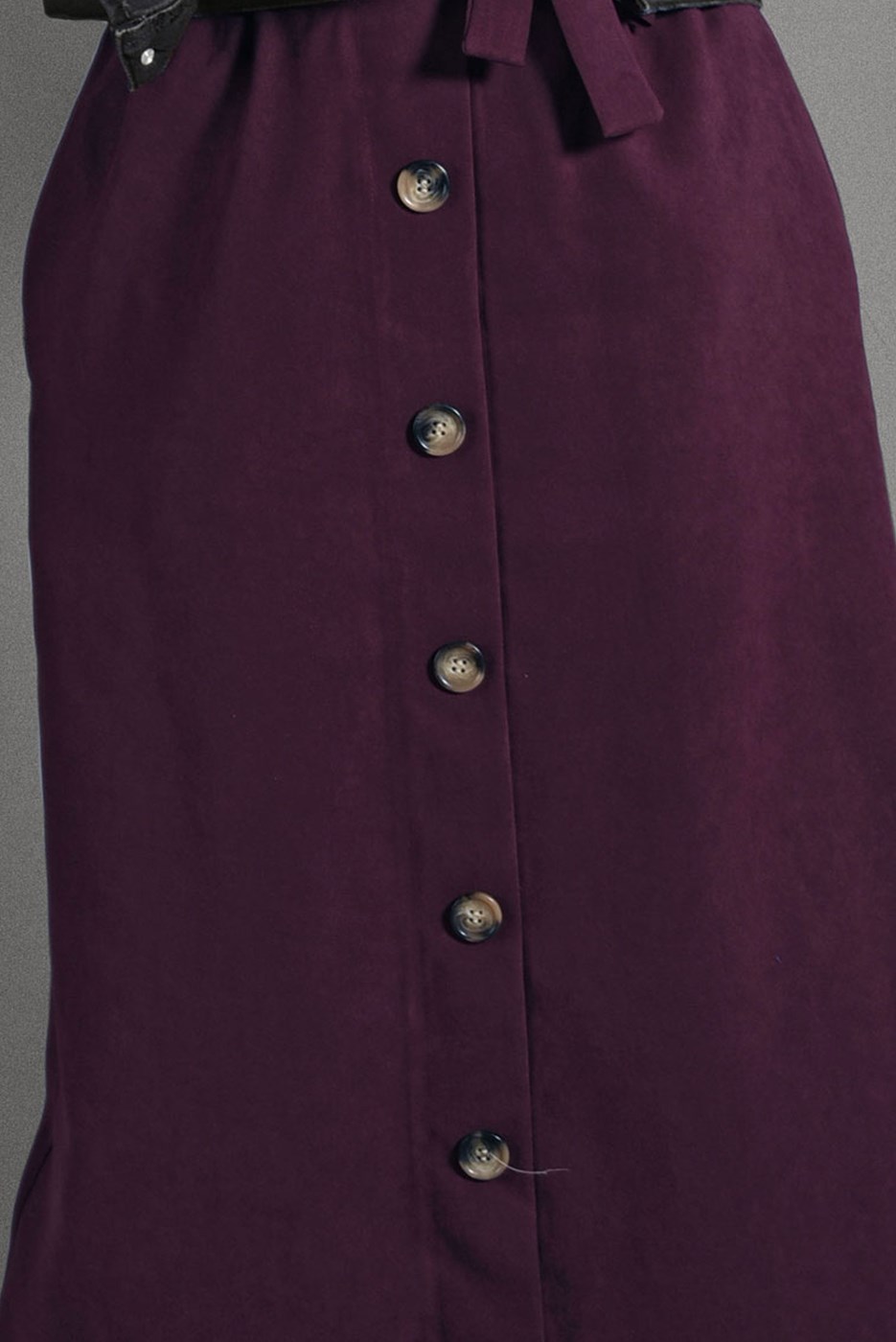 Tesettür giyim MÜRDÜM BELİ KEMERLİ DÜĞME DETAYLI ETEK  518-1