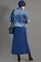 Tesettür giyim LACİVERT BELİ KEMERLİ DÜĞME DETAYLI ETEK  518-1