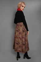 Tesettür giyim BORDO YAPRAK DESENLİ ETEK 976-5