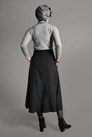 Tesettür giyim SİYAH KEMER DETAYLI SÜET ETEK 018 