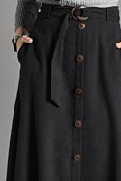 Tesettür giyim SİYAH KEMER DETAYLI SÜET ETEK 018 