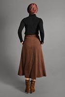 Tesettür giyim KAHVE KEMER DETAYLI SÜET ETEK 018 
