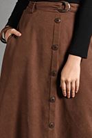 Tesettür giyim KAHVE KEMER DETAYLI SÜET ETEK 018 