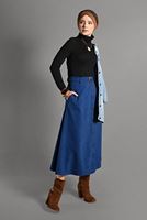 Tesettür giyim LACİVERT KEMER DETAYLI SÜET ETEK 018 