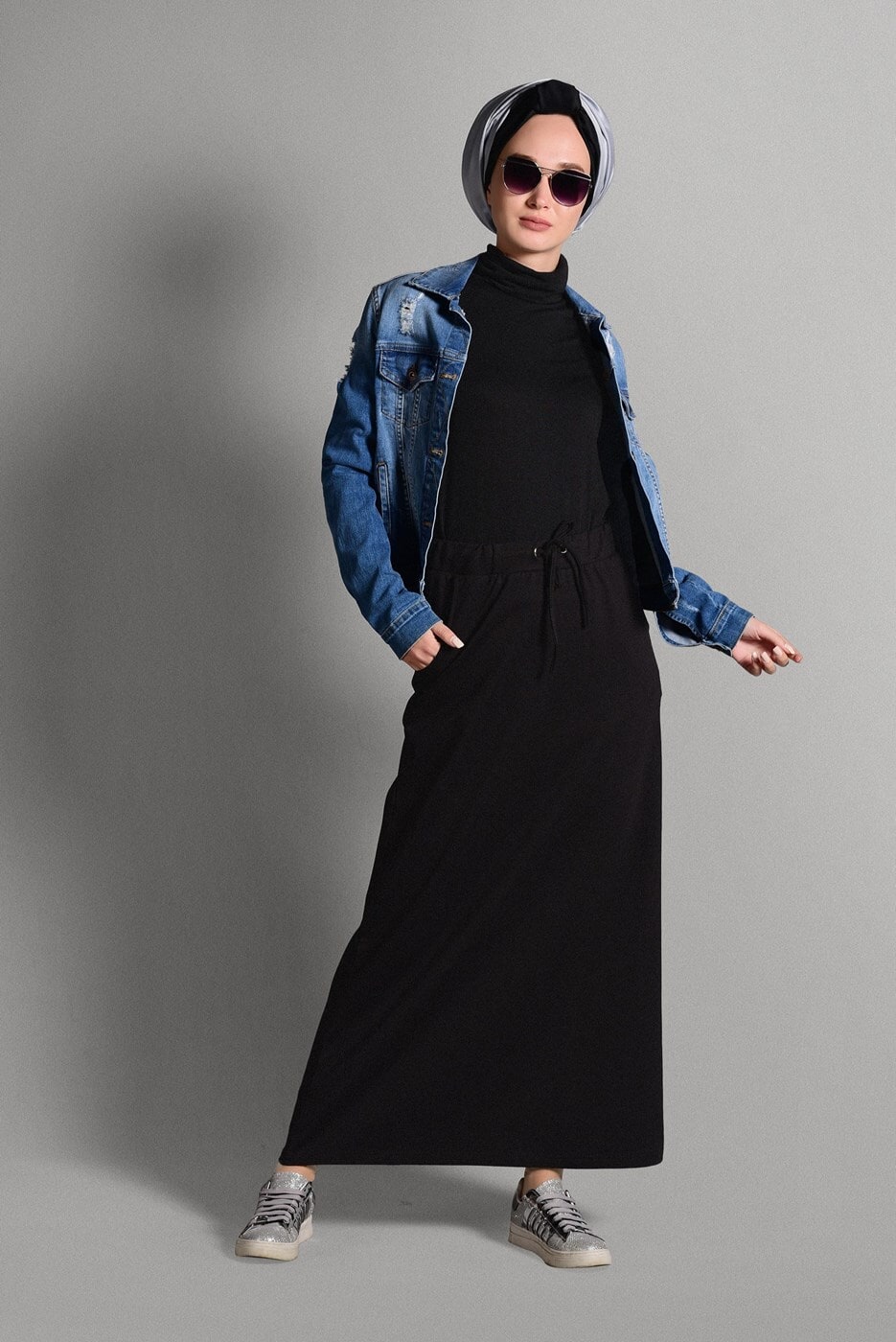 Tesettür giyim SİYAH CEPLİ SPOR ETEK 2510