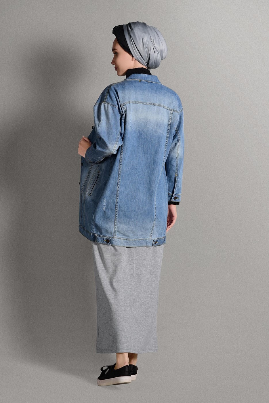 Tesettür giyim GRİ CEPLİ SPOR ETEK 2510