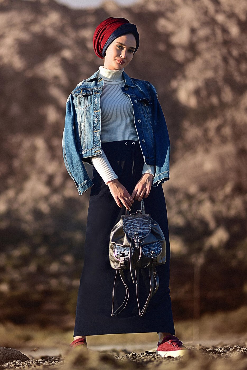 Tesettür giyim LACİVERT CEPLİ SPOR ETEK 2510