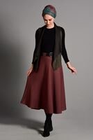 Tesettür giyim TABA KEMERLİ KEÇE KUMAŞ ETEK 4039