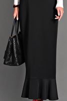 Tesettür giyim SİYAH ETEK UCU VOLANLI KEMERLİ ETEK 6099 