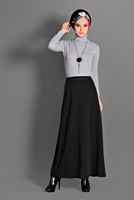 Tesettür giyim SİYAH BELİ TAŞ DETAYLI ETEK 6101 