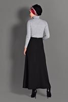 Tesettür giyim SİYAH BELİ TAŞ DETAYLI ETEK 6101 