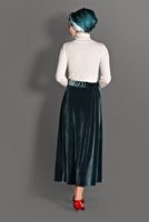 Tesettür giyim GRİ KLOŞ KADİFE ETEK  6104