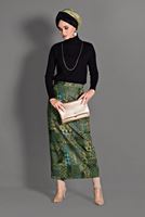 Tesettür giyim HAKİ DESENLİ ETEK 6105