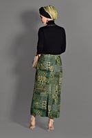 Tesettür giyim HAKİ DESENLİ ETEK 6105