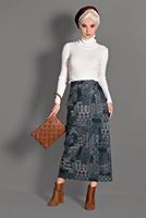 Tesettür giyim LACİVERT DESENLİ ETEK 6105