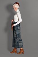 Tesettür giyim LACİVERT DESENLİ ETEK 6105