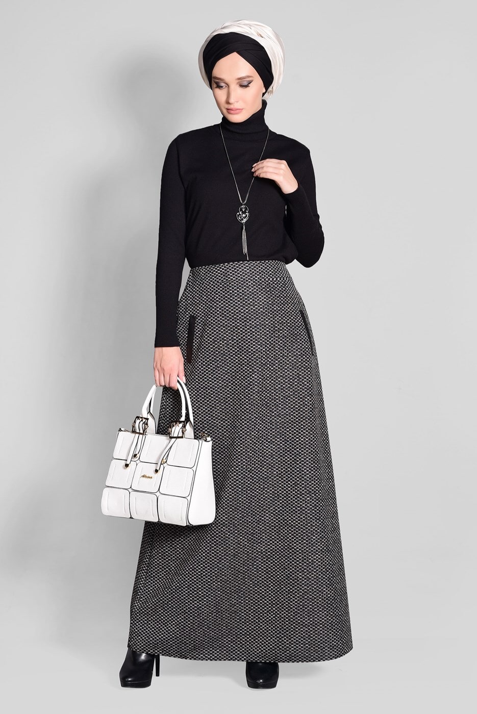 Tesettür giyim SİYAH CEP DETAYLI ETEK 6114 