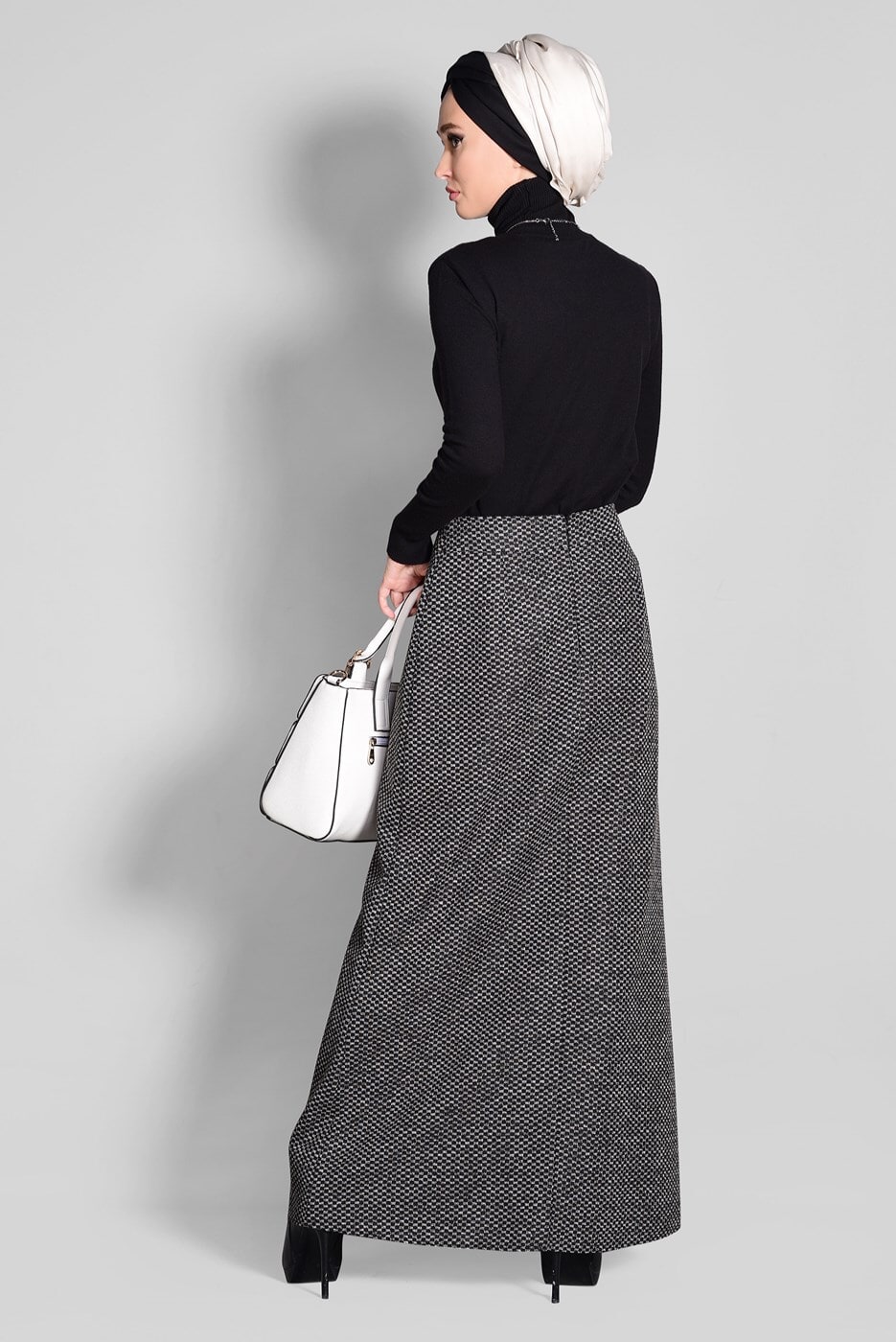 Tesettür giyim SİYAH CEP DETAYLI ETEK 6114 