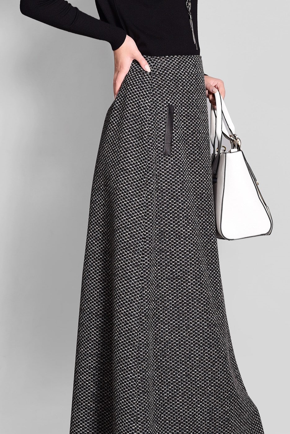 Tesettür giyim SİYAH CEP DETAYLI ETEK 6114 