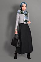 Tesettür giyim SİYAH ZIMBA DETAYLI KLOŞ ETEK 6134 