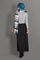 Tesettür giyim SİYAH ZIMBA DETAYLI KLOŞ ETEK 6134 