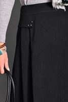 Tesettür giyim SİYAH ZIMBA DETAYLI KLOŞ ETEK 6134 