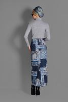 Tesettür giyim LACİVERT MİX DESEN ETEK 6136 