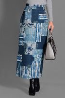 Tesettür giyim LACİVERT MİX DESEN ETEK 6136 