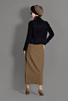 Tesettür giyim KAHVE BELİ LASTİKLİ ETEK 6147 