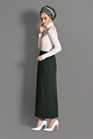 Tesettür giyim HAKİ BELİ LASTİKLİ ETEK 6147 