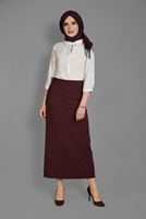 Hijab clothing CLARET RED HIGH WAIST TUBE SKIRT 9819 